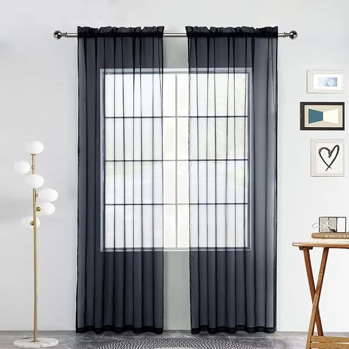 SpaceDresser Sheer Voile Window Treatment Rod Pocket Curtain Panels by SpaceDresser