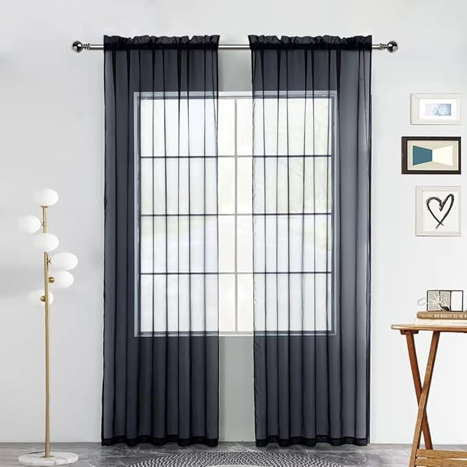 SpaceDresser Sheer Voile Window Treatment Rod Pocket Curtain Panels by SpaceDresser