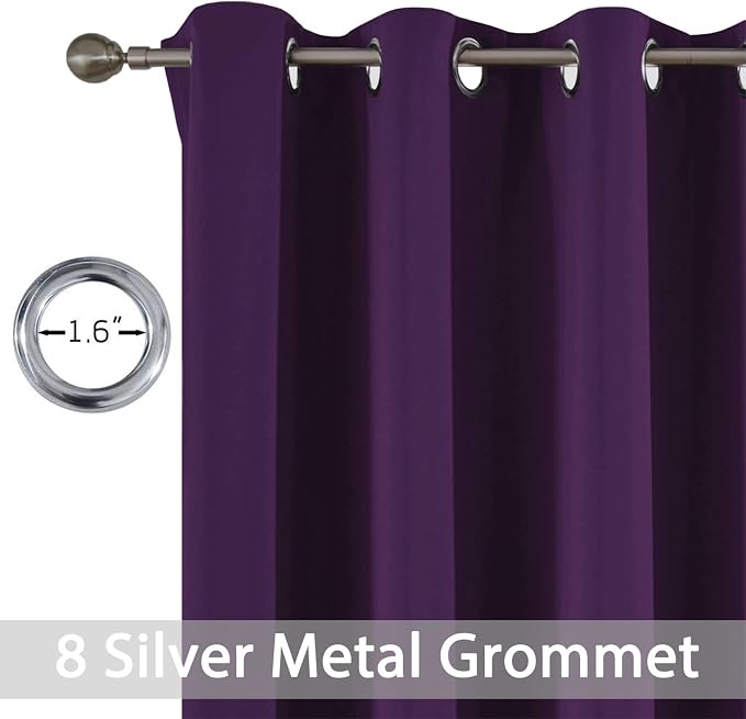 Yakamok Purple Room Darkening Window Curtains 52x36 Inch - Image 2