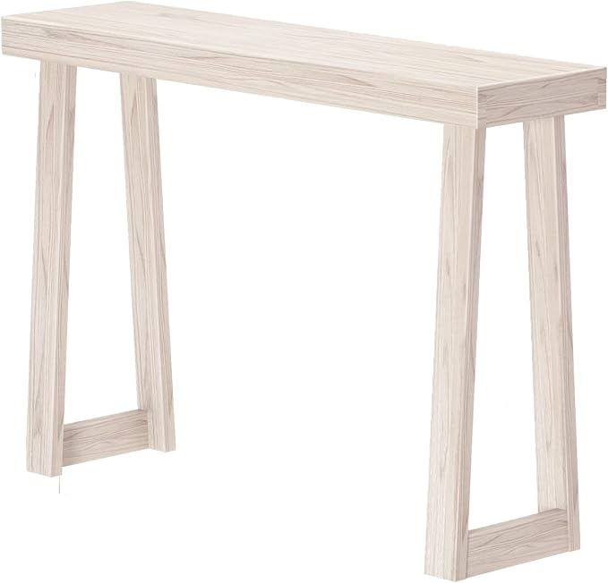 Plank+Beam Solid Wood Console Table, 46 Inch, Sofa Table, Narrow Entryway Table for Hallway, Behind The Couch, Living Room, Foyer, Easy Assembly, White Sand