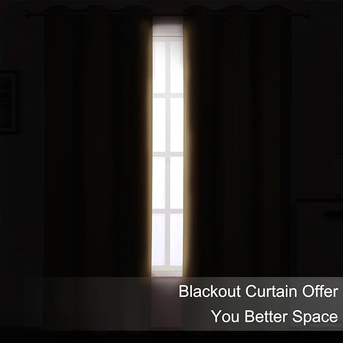 Natural Blackout Curtains 52 x 63 Inch Length/Set of 2 Curtain Panels/Thermal - Image 3