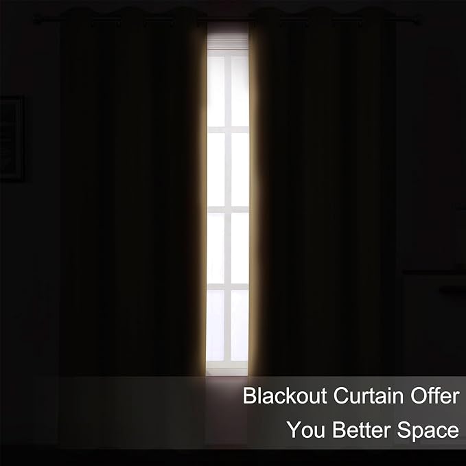 Natural Blackout Curtains/38 x 54 Inch/Set of Two Panels Grommet Living Room - Image 3