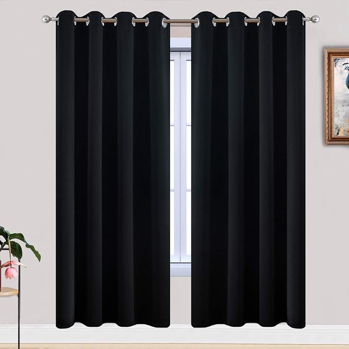 Yakamok Room Darkening Curtains 52x72 inch Length Black-Living Room | 2 panels by Yakamok