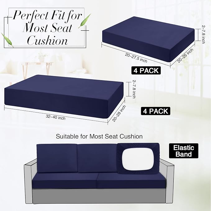 Newwiee 8 Pcs Stretch Patio Outdoor Cushion Covers Replacement, Elastic Fit and - Image 3