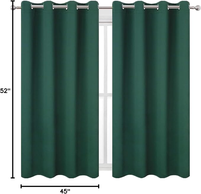 Blackout Curtains 52 x 45 inch/Green Curtains Set of 2 Panels/Thermal Insulated - Image 10