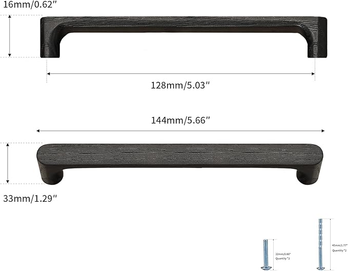 Black Round 5 in 8 pcs Wooden Drawer Pulls Handle pulls for cabinets Kitchen Cabinet Drawer pulls Cabinet Door Pull