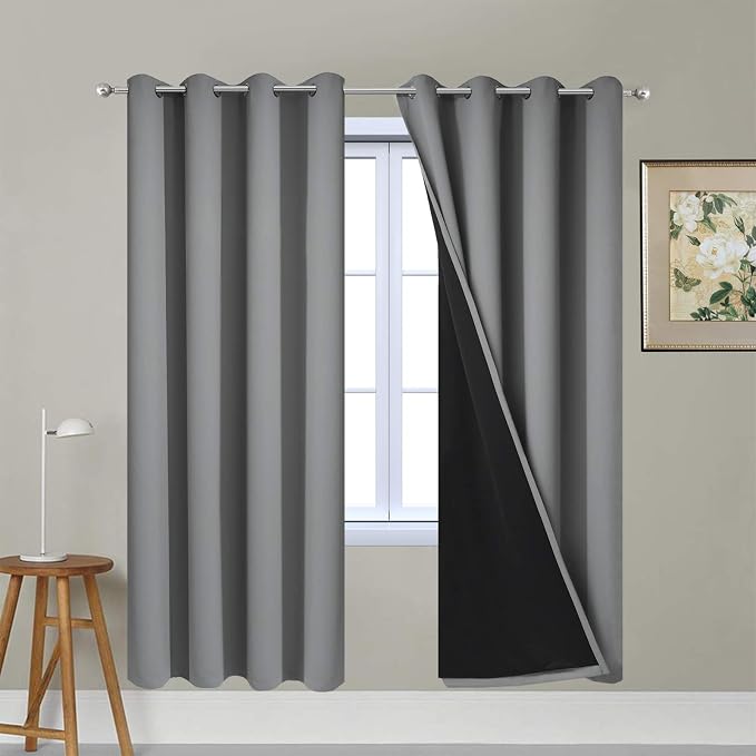 Yakamok Grey Blackout Curtains 63 Inches Long by Yakamok