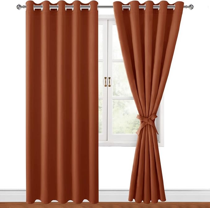 Blackout Curtains for Bedroom, 60 x 84 Inches Long, Burnt Ochre | Thermal by Hiasan