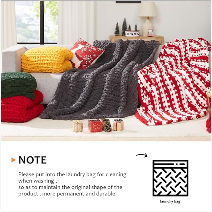 L'AGRATY Chunky Knit Throw Blanket - Image 7