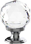 Alzassbg 6 Pack Clear Crystal with Chrome Plated Drawer Knobs, 1-1/5 Inch(30mm) Cabinet Knobs Round Diamond Crystal Knobs for Drawers AL1002CP