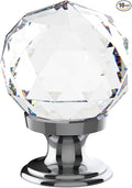 Alzassbg 10 Pack Clear Crystal with Chrome Plated Drawer Knobs, 1-1/5 Inch(30mm) Cabinet Knobs Round Diamond Crystal Knobs for Drawers AL1002