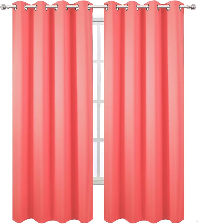 Blackout Curtains 52 x 90 Inch Long Coral Curtains Set of 2 Panels Room - Image 2