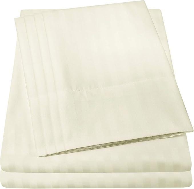Twin Size Bed Sheets - 4 Piece 1500 Supreme Collection Fine Brushed Microfiber Deep Pocket Twin Sheet Set Bedding - 1 EXTRA PILLOW CASES, GREAT VALUE, Twin, Dobby Beige