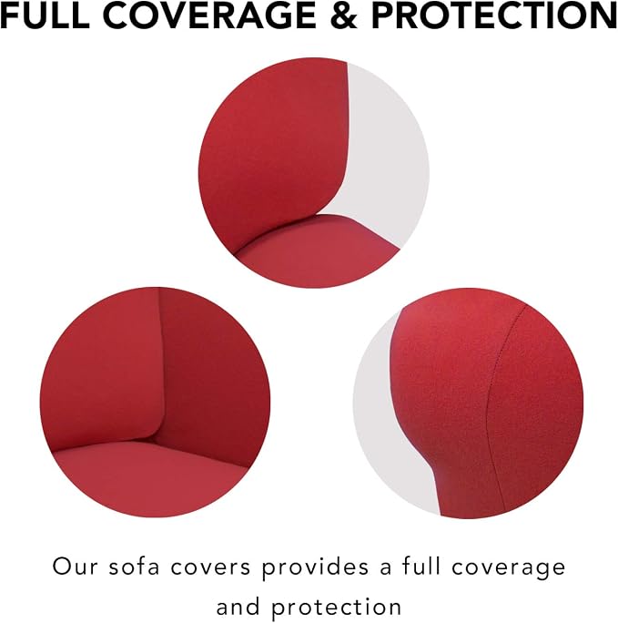 PureFit Stretch Couch Covers for Sofa 4 Seater Slipcovers Red | 1-Piece Sofa - Image 3