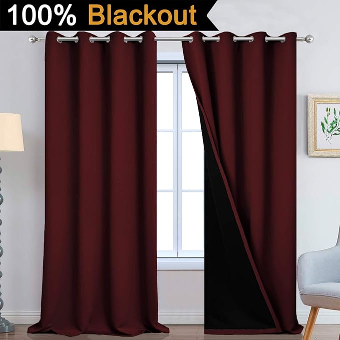 Yakamok Burgundy Red Blackout Curtains 108 Inches Long - Image 2