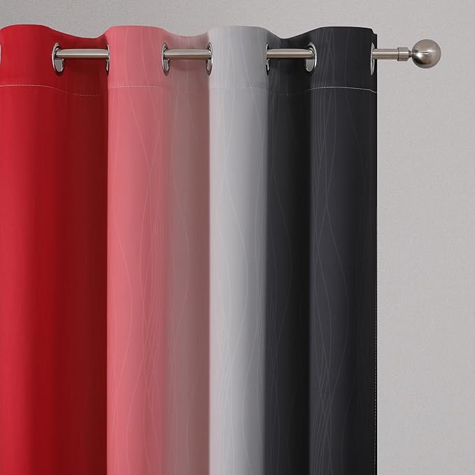 Red and Black Ombre Blackout Bedroom Curtains 96 Inch Long | Room Darkening - Image 4