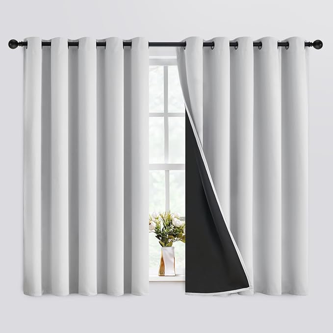 SimpleHome White 100% Blackout Curtains Room Darkening Living Room 63 Inch | by SimpleHome