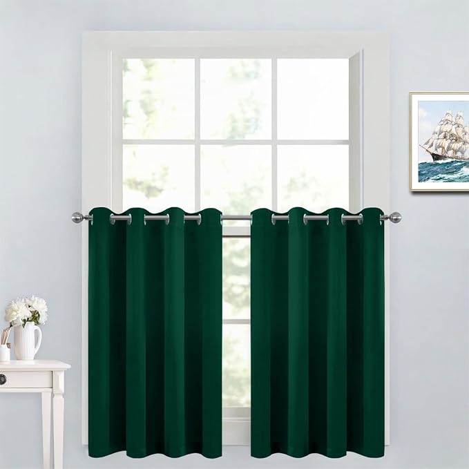 Yakamok Dark Green Room Darkening Window Curtains 52x36 Inch by Yakamok