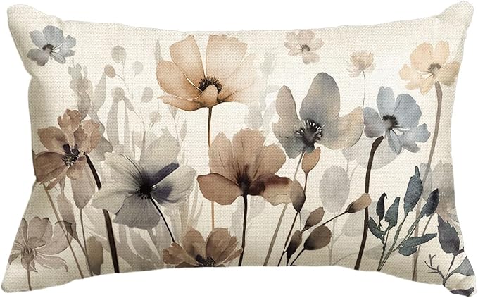 AVOIN colorlife Poppy Flowers Spring Fall Throw Pillow Cover 12x20 Inch | by AVOINcolorlife