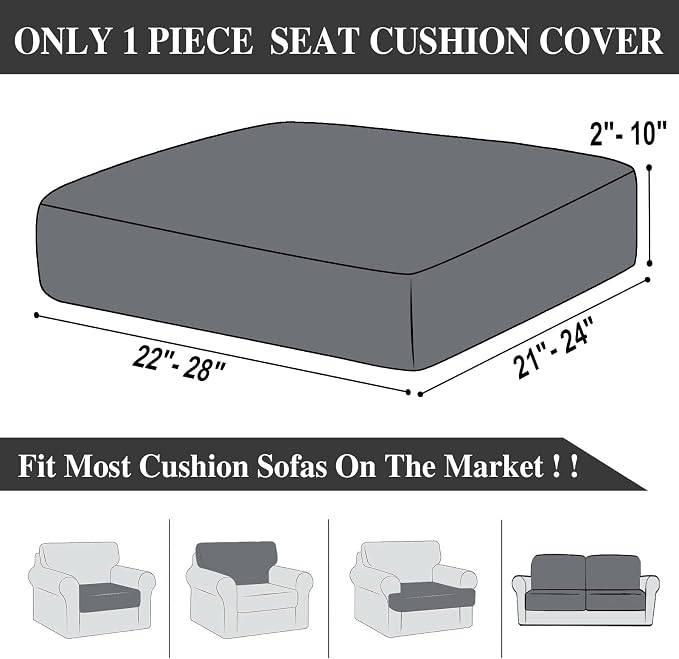 LA MEACK Couch Cushion Cover Seat Cushion Cover Stretch Armchair Cover Separate - Image 6
