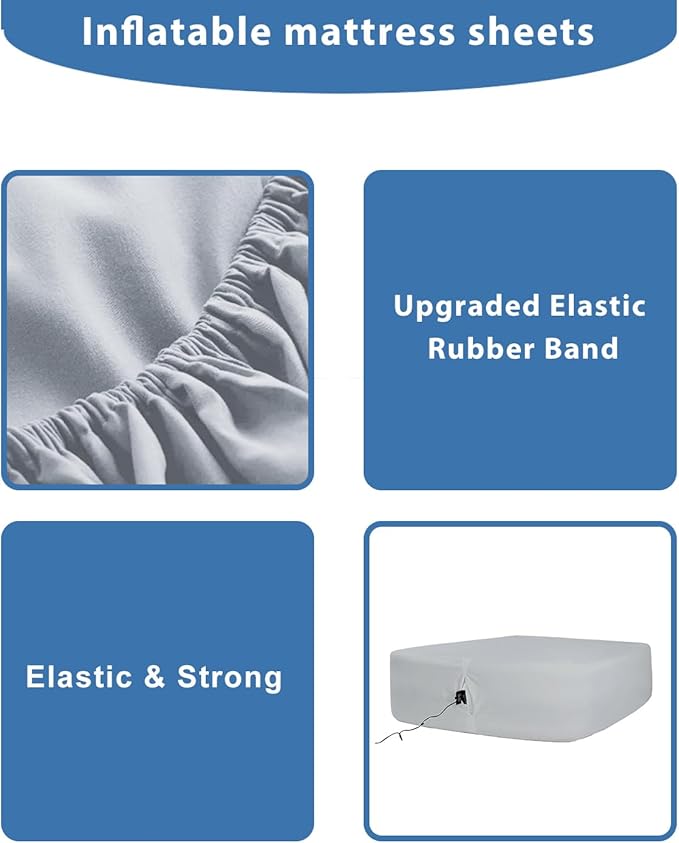Bedecor Air Bed Sheets for Mattress Cover Removable Bed and Elastic Band Super Soft and Breathable & Deep up to 21" Light Gray Queen