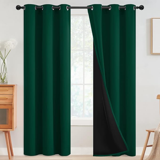 SimpleHome Dark Green 100% Blackout Curtains Room Darkening Living Room 84 | by SimpleHome