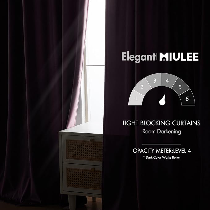 MIULEE Lavender Velvet Curtains 52x108 inches Luxury Blackout Curtains | - Image 5
