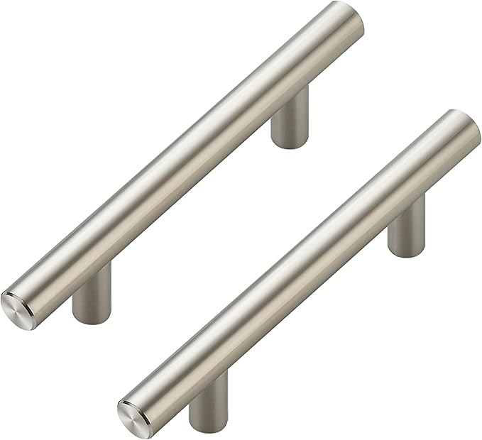 JOY DECOR 45 Pack Cabinet Handles, Brushed Nickel Cabinet Pulls, 3 in Hole Center Kitchen Cabinet Handles, Stainless Steel T Bar Handles for Dresser Drawers