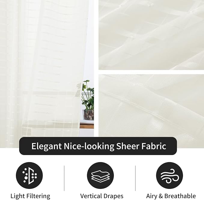 SpaceDresser Check Sheer Curtains 84 Inches Long - Image 4