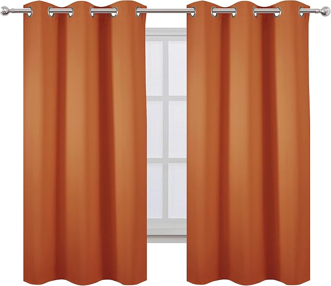 Orange Blackout Curtains 38 x 63 Inch Length/Set of 2 Curtain Panels/Thermal by Lemomo