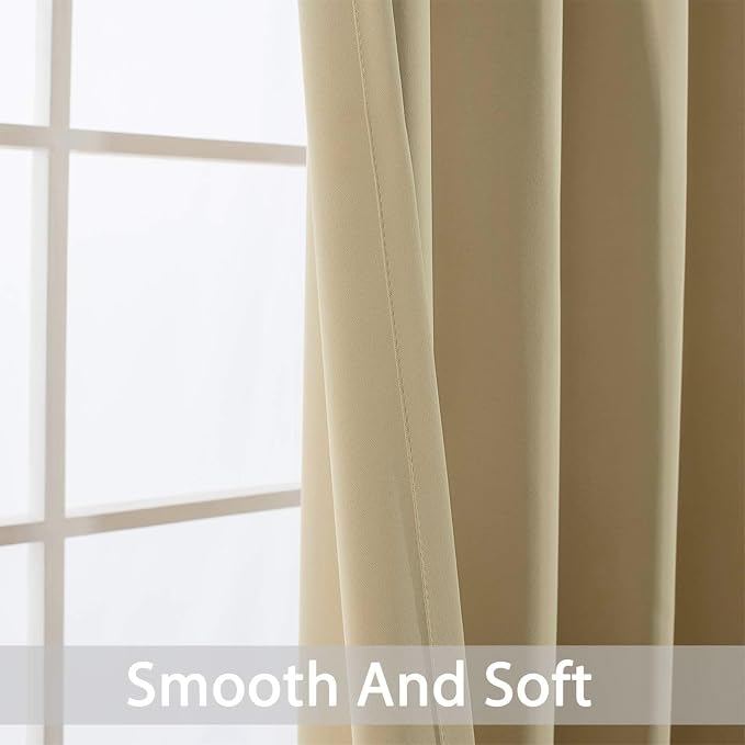 Yakamok Beige Room Darkening Curtains 84 inch Sliding Door Drapes | 1 - Image 4