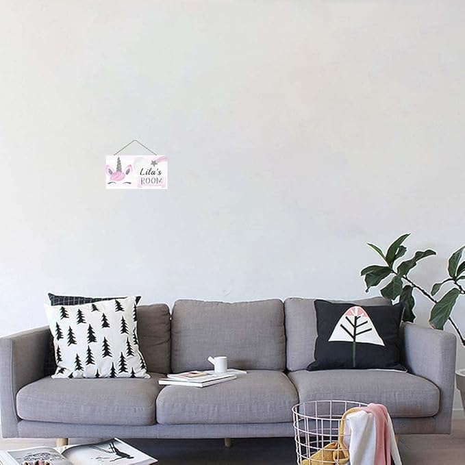 Personalized Cute Unicorn Sign Custom Name Wall Hanging Signs Front Door Decor Home Decorative Door Decor for Kids Room Boys Girls Room Baby Bedroom