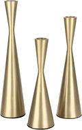 Vixdonos Brass Gold Taper Candlestick Holders Metal Candle Holders Set of 3 Table Mantel Decorative Candle Stand for Wedding, Dinning, Party,Home Decor (Gold)