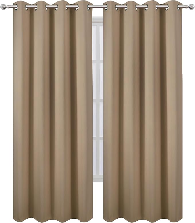 Blackout Curtains 52 x 84 inches Long Natural Curtains Set of 2 Panels Thermal - Image 2