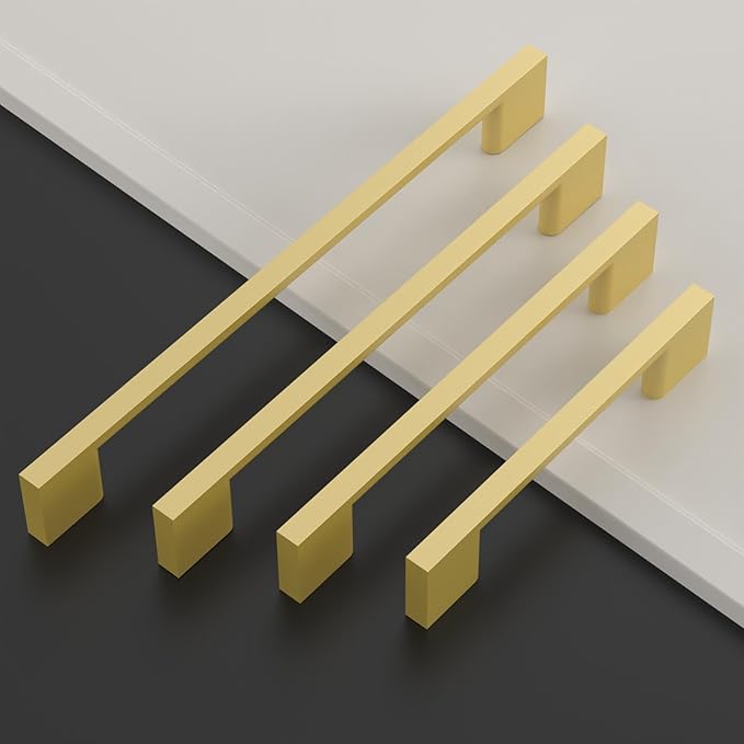 Asidrama 6 Pack 15 Inch(381mm) Brushed Gold Kitchen Cabinet Handles, Cabinet Pulls Kitchen Cabinet Hardware for Cupboard Drawer Pulls