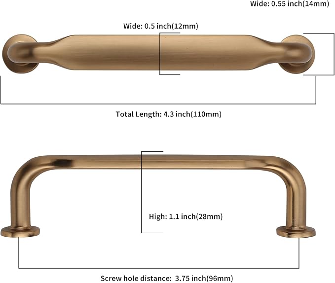 Asidrama 20 Pack 3.75 Inch(96mm) Champagne Bronze Kitchen Cabinet Handles, Cabinet Pulls Kitchen Cabinet Hardware for Cupboard Drawer Pulls