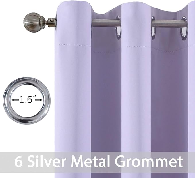 Yakamok Room Darkening Curtains 42x72 inch Length Lilac-Living Room | 2 panels - Image 2