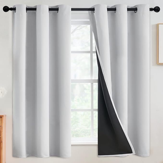 SimpleHome White 100% Blackout Curtains Room Darkening Living Room 63 Inch | by SimpleHome