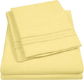 Sweet Home Collection Split King Size Size Sheet Set with Built-in Sheet Straps - Deep Pocket Fitted Sheet, Flat Sheet & Pillowcases - Soft, Wrinkle-Free, Secure Fit - Pale Yellow