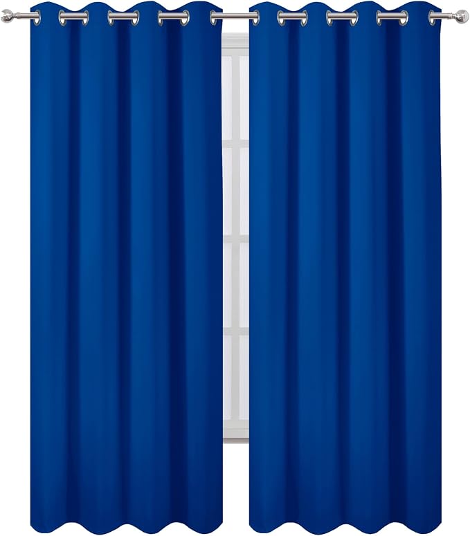 Blackout Curtains 52 x 120 Inch Long Royal Blue Curtains Set of 2 Panels Room - Image 2