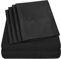 Sweet Home Collection 6 Piece 1500 Supreme Collection Brushed Microfiber Deep Pocket Sheet Set-2 Extra Pillow Cases, Great Value, Split King, Black