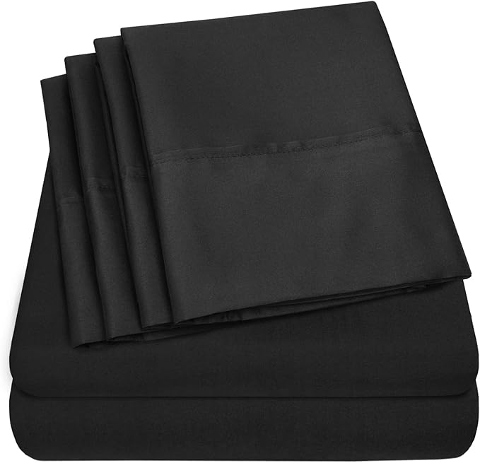 Twin Size Bed Sheets - 4 Piece 1500 Supreme Collection Fine Brushed Microfiber Deep Pocket Twin Sheet Set Bedding - 1 EXTRA PILLOW CASES, GREAT VALUE, Twin, Black
