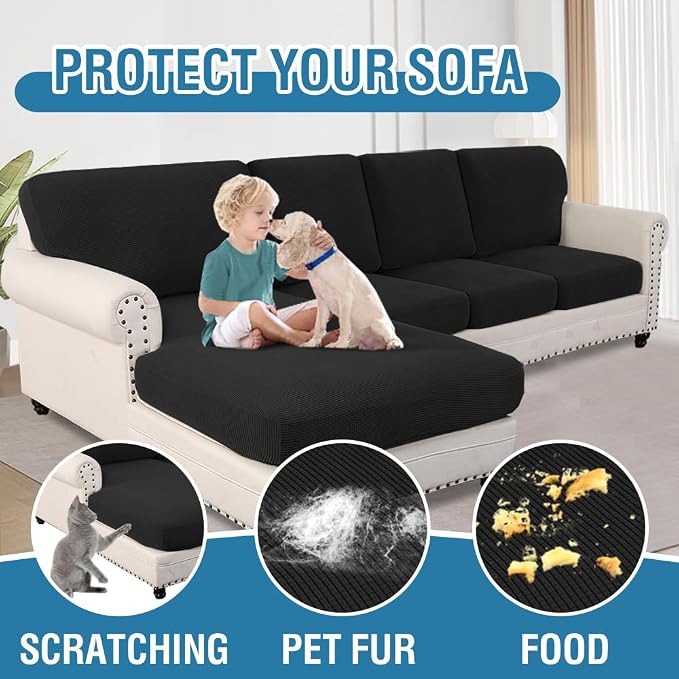 H.VERSAILTEX Sectional Couch Covers 8 Pieces Stretch Sofa Covers - Image 7
