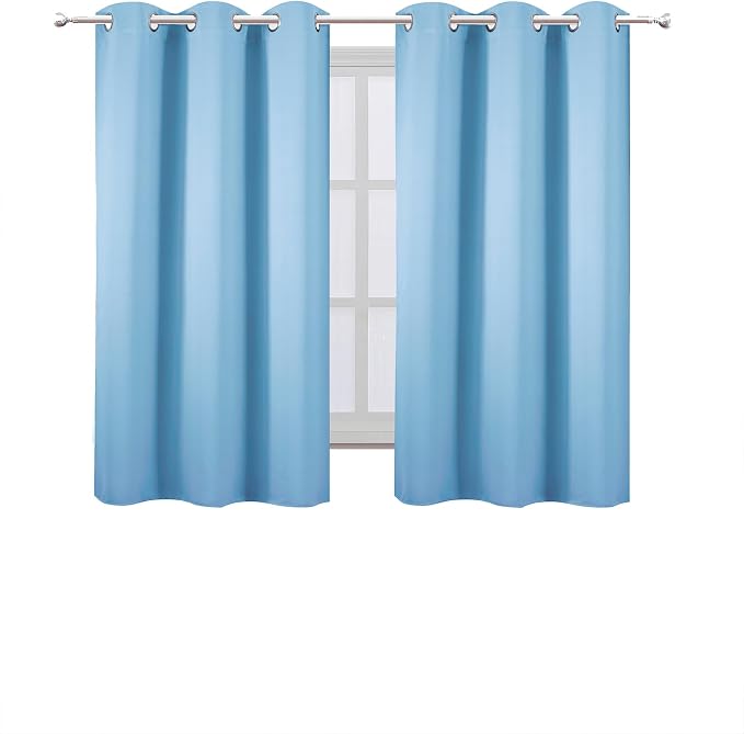 Sky Blue Blackout Curtains 42 x 54 Inch Length Set of 2 Panels Grommet Bedroom - Image 2