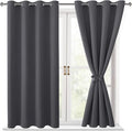 Blackout Curtains for Bedroom, Dark Grey, 52 x 45 Inch, 2 Panels | Thermal by Hiasan