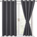 Grommet Blackout Curtains for Bedroom 52 x 54 Inches Long Dark Grey | Thermal by Hiasan