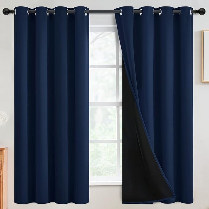SimpleHome Navy Blue 100% Blackout Curtains Room Darkening Living Room 63 | by SimpleHome