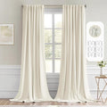 MIULEE Beige White Back Tab Blackout Curtains 52x102 Inch Long 2 Panels Set | by MIULEE