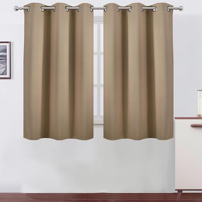 Natural Blackout Curtains 42 x 54 Inch Length Set of 2 Panels Grommet Bedroom by Lemomo