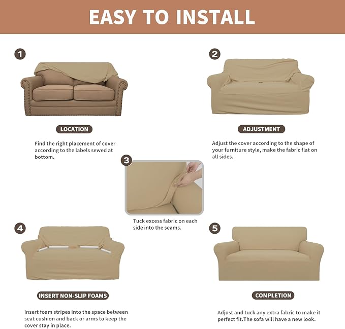 Easy-Going 100% Waterproof Couch Cover, 3 Cushion Couch Slipcover - Image 6